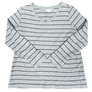 Women's J. JILL Striped‎ Sweater Shell Buttons w/Pockets- Size XS